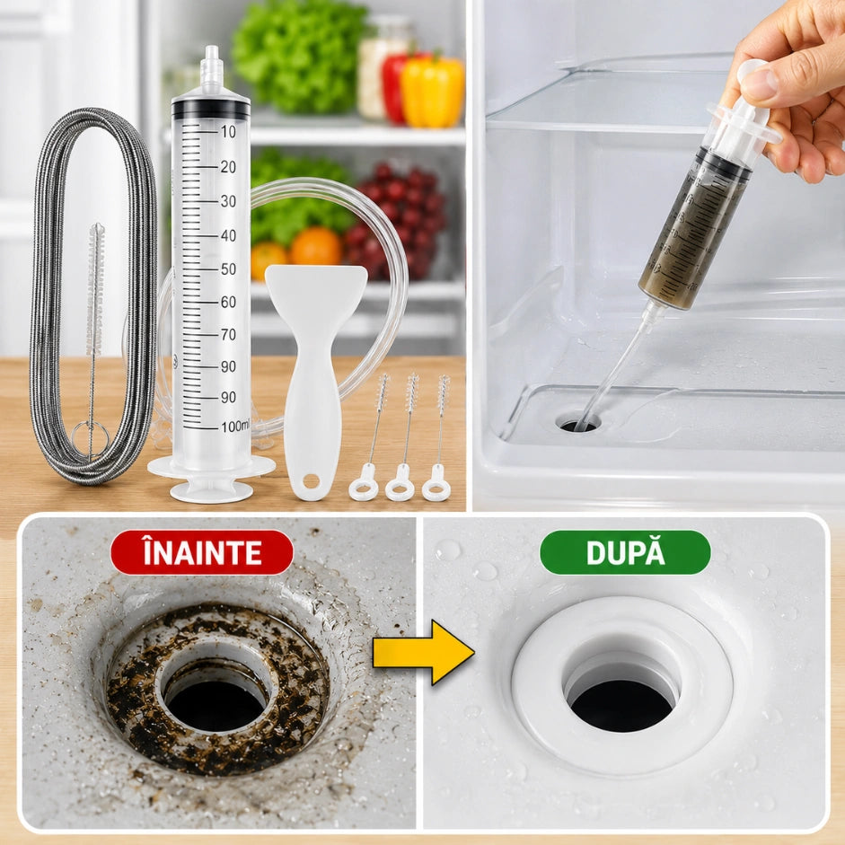 Set 6 unelte de curățare a scurgerilor frigiderului - CleanFridge™