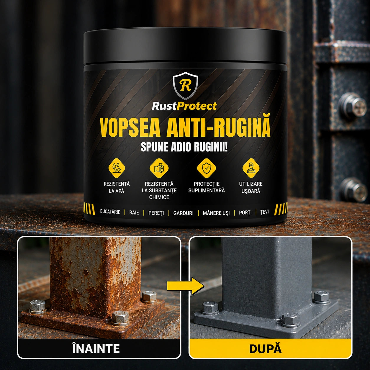 Vopsea antirugină RustProtect™ – Vopsea cu protecție împotriva ruginii și coroziunii